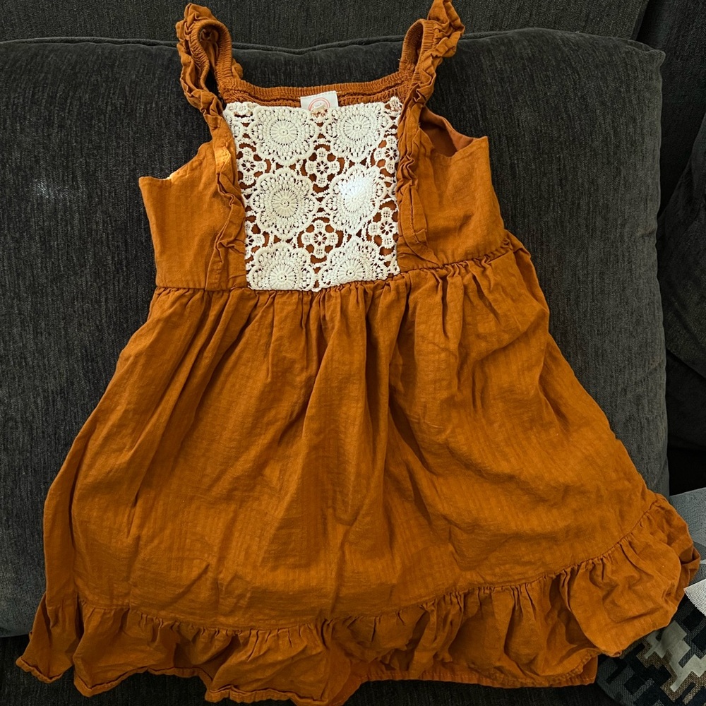 Wonder Nation Orange Dress with Lace Accent